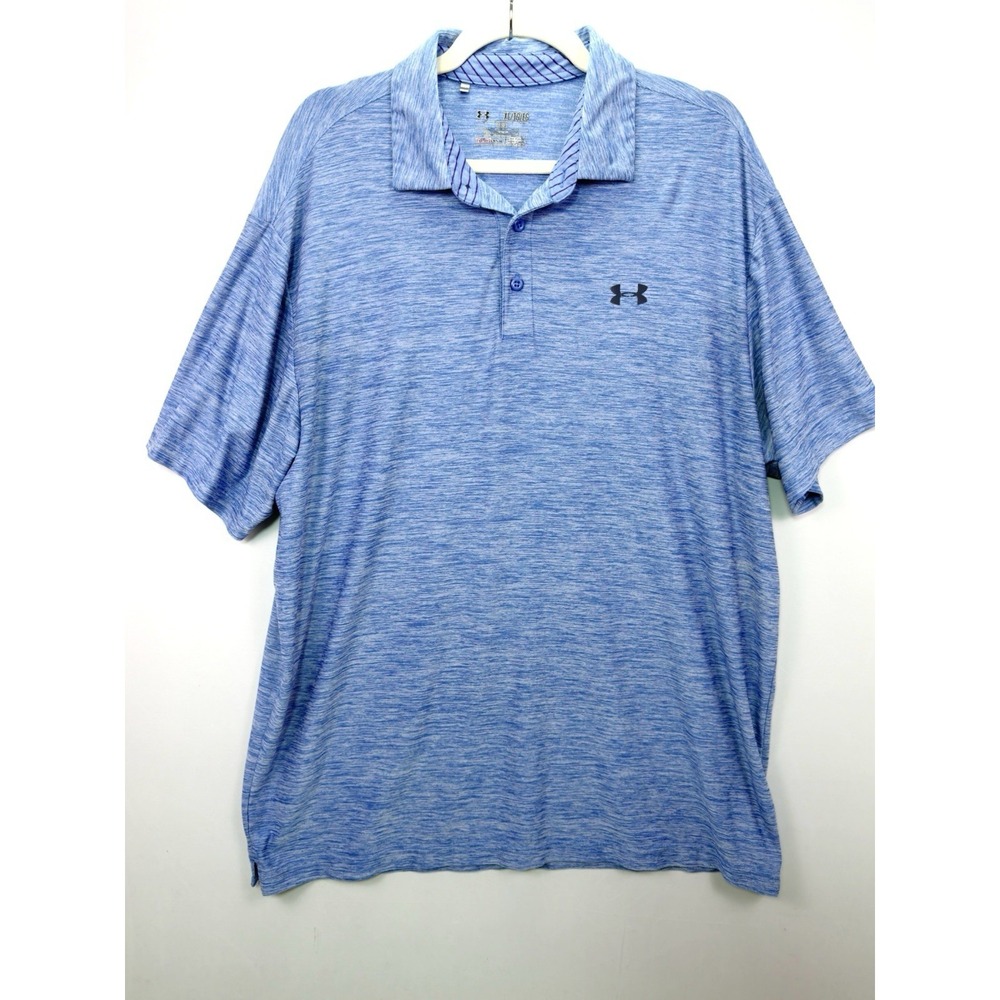 Under Armour Performance Polo Shirt Men's XL Heathered Blue Short Sleeve Golf